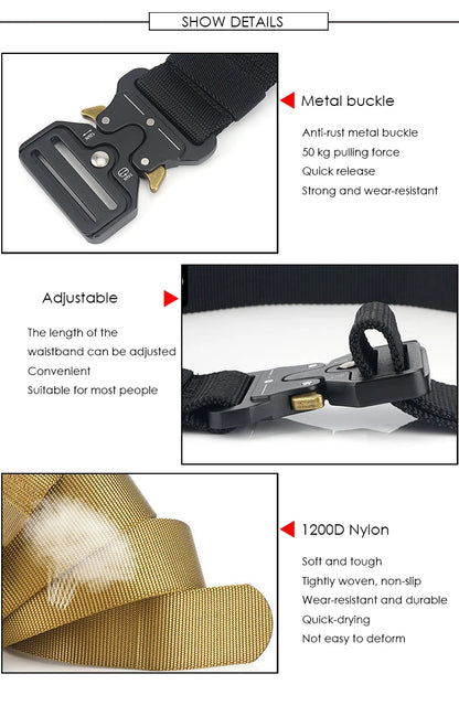 Herren-Taktischer Gürtel aus Nylon Verstellbar Mit Korrosionsbeständiger Schnalle 4,3 cm Breite