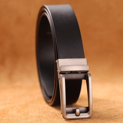 Herren Luxus Echtleder-Gürtel 3,5 cm Designer Automatik-Schnalle Business Rindsleder