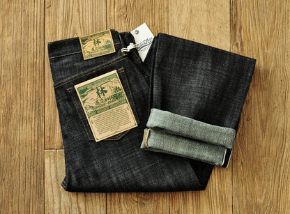 Herren Jeans im Vintage-Stil aus Selvedge Raw Denim mit Silber-überzogenen Knöpfen