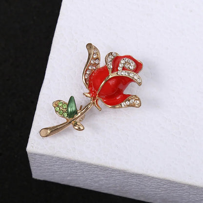 Brosche Rose Blume elegant Emaille Sommer Valentinstag Geschenk Damen