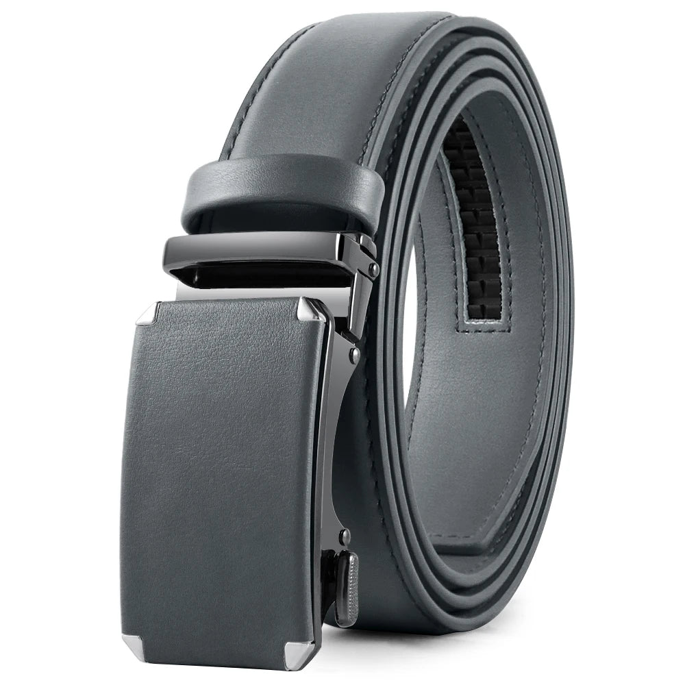 Herren Echtleder-Gürtel 3,4 cm Automatik-Schnalle Business Leisure Rindsleder