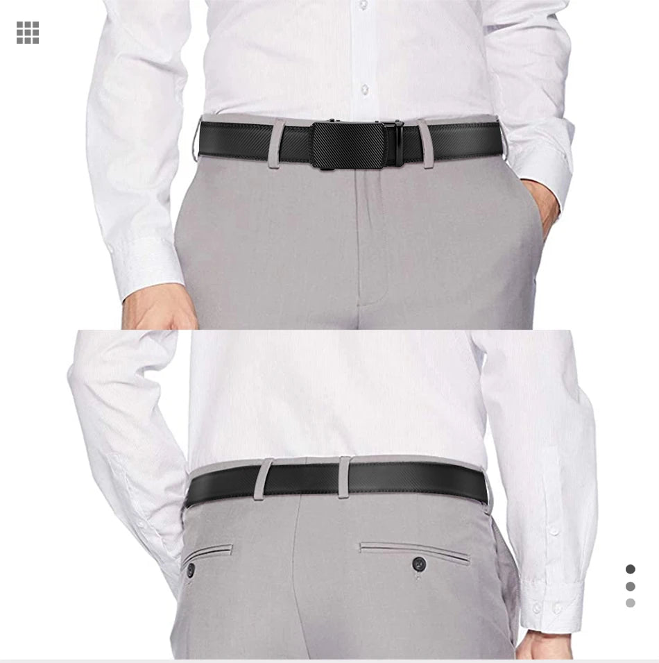 Herren Echtleder-Gürtel 3,4 cm Automatik-Schnalle Business Leisure Rindsleder