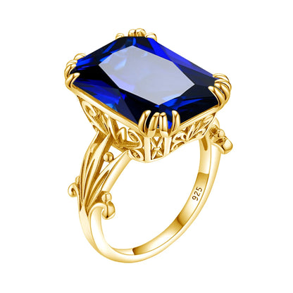 Damen-Ring aus 925er Silber mit großem rechteckigem Citrinstein für eleganten Alltagslook