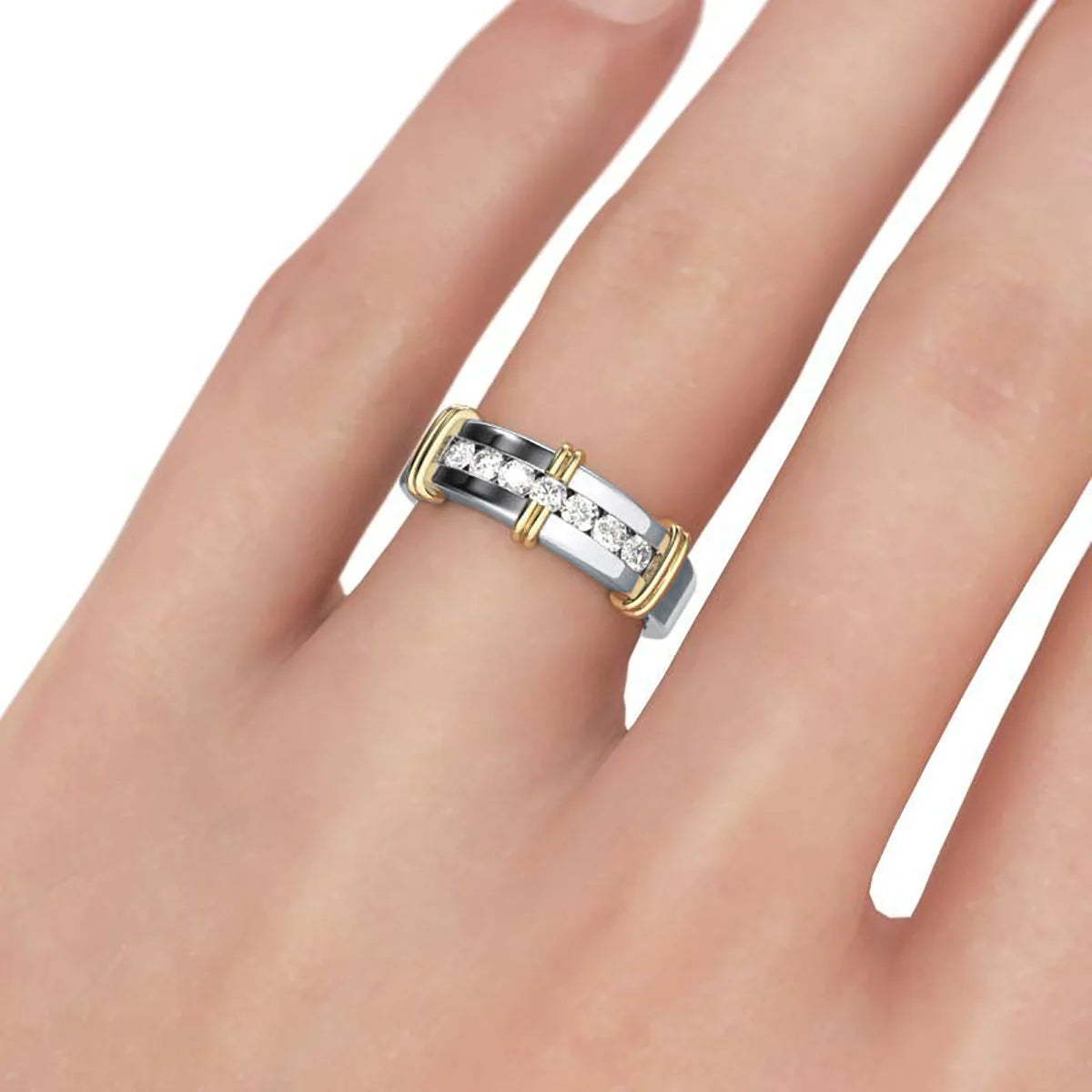 Damen-Ring aus Moissanit, 2,3 mm Rundschliff, Ehering aus 925er Silber Schmuckstück