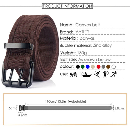 Herren-Gürtel aus Canvas mit 3,8 cm Breite - Geeignet für Wanderungen im Freien, Langlebig
