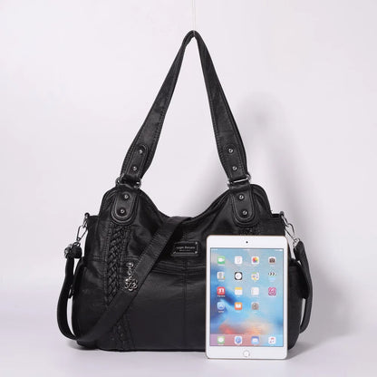 Damen-Schultertasche Aus PU-Leder Mit Reißverschluss Und Innenfächern Großes Stauraumvolumen