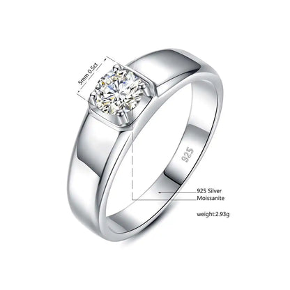 Herren-Ring aus Moissanit mit 0,5 Karat Exzellenter Schliff und Zertifikat für Verlobung