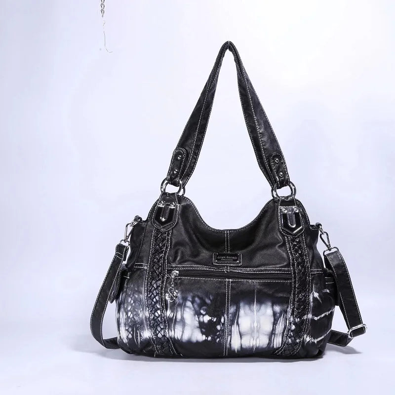 Damen-Schultertasche Aus PU-Leder Mit Reißverschluss Und Innenfächern Großes Stauraumvolumen