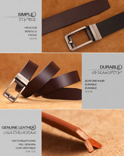 Herren Luxus Echtleder-Gürtel 3,5 cm Designer Automatik-Schnalle Business Rindsleder