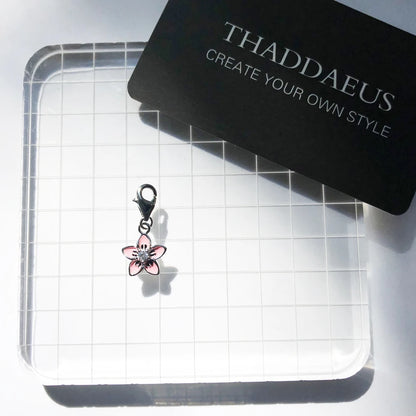 Damen-Charm-Anhänger Blume rosa strahlend aus Sterlingsilber