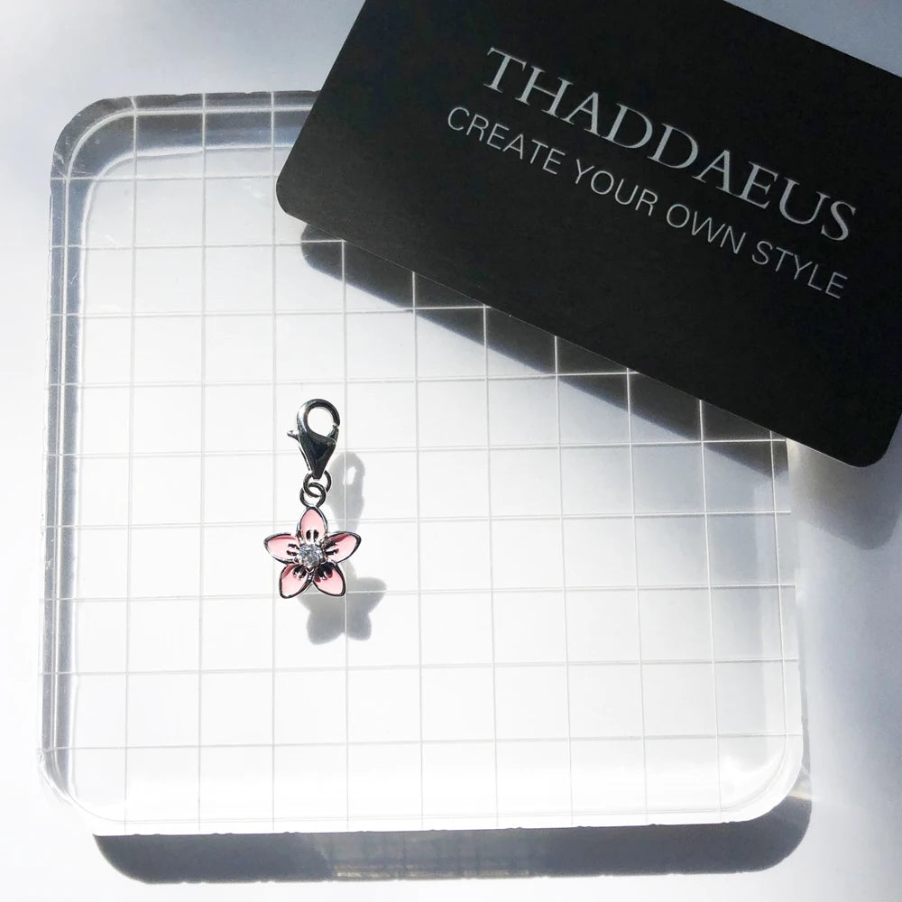 Damen-Charm-Anhänger Blume rosa strahlend II aus Sterlingsilber