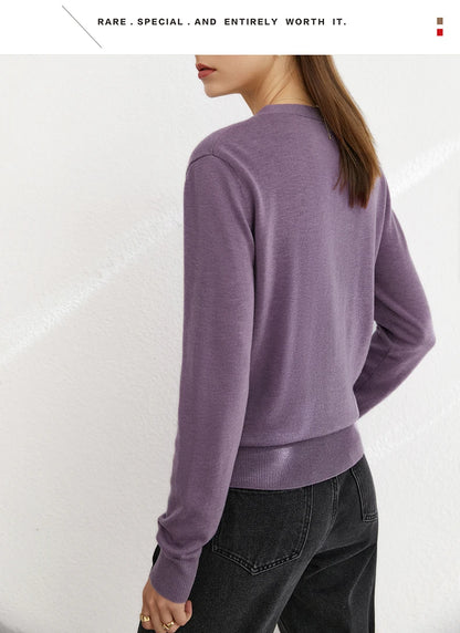 Damen-Strickjacke V-Ausschnitt dünn locker Patchwork Sommer