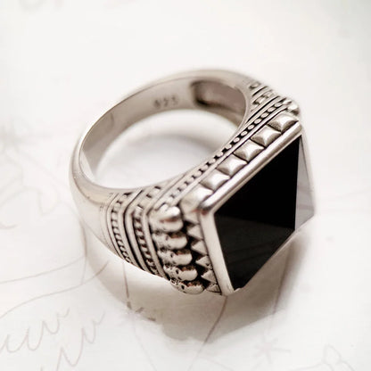 Damen-Ring Cocktail Ethno-Schädel schwarz aus Sterlingsilber