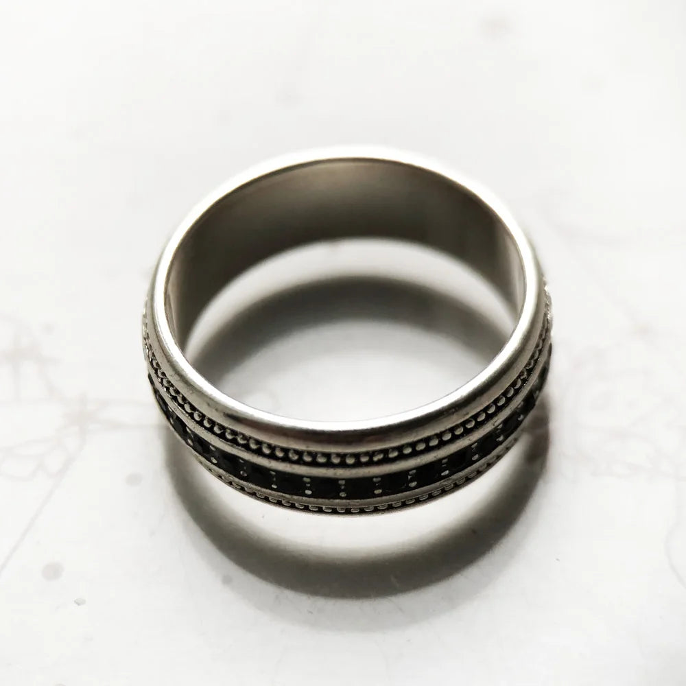 Damen-Ring CZ Lane schwarz Vintage aus Sterlingsilber
