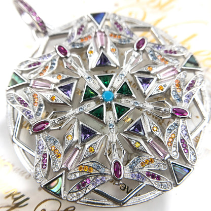 Damen-Charm-Anhänger Kaleidoskop Libelle Magie Frühling aus Sterlingsilber