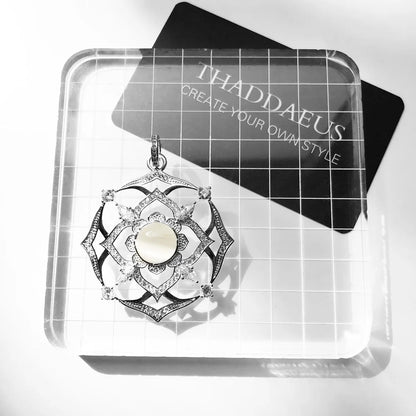 Damen-Charm-Anhänger weißer Lotus Vintage Seele aus Sterlingsilber