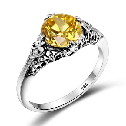 Damen-Ring Aus Sterlingsilber Mit Amethyst Stein Und Vintage-Design Echtschmuck Schmuckstück