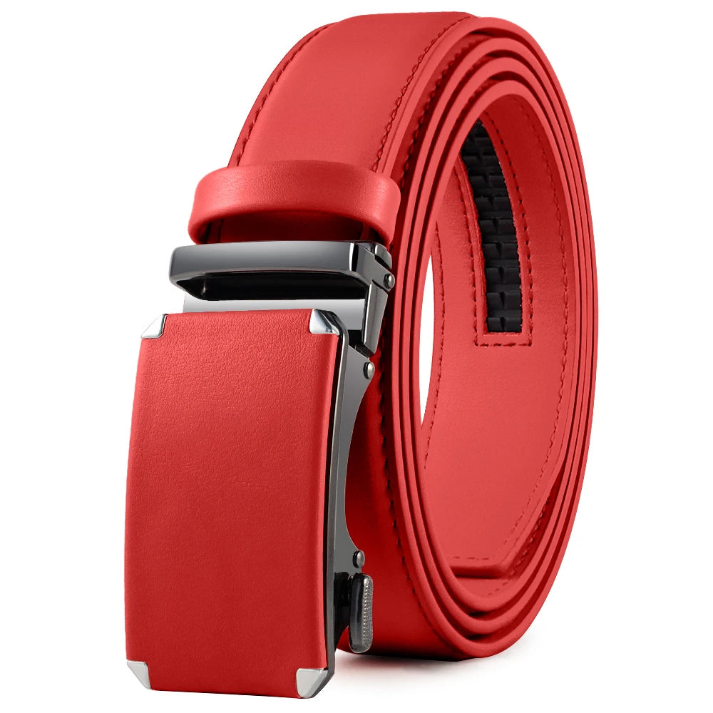 Herren Echtleder-Gürtel 3,4 cm Automatik-Schnalle Business Leisure Rindsleder