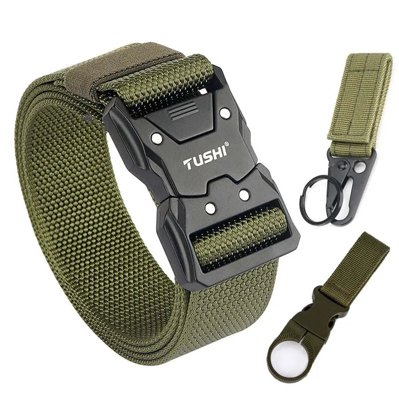 Herren-Taktischer Gürtel aus 1200D Nylon mit Schnellverschluss und robuster Metall-Schnalle, Breite 3,8 cm