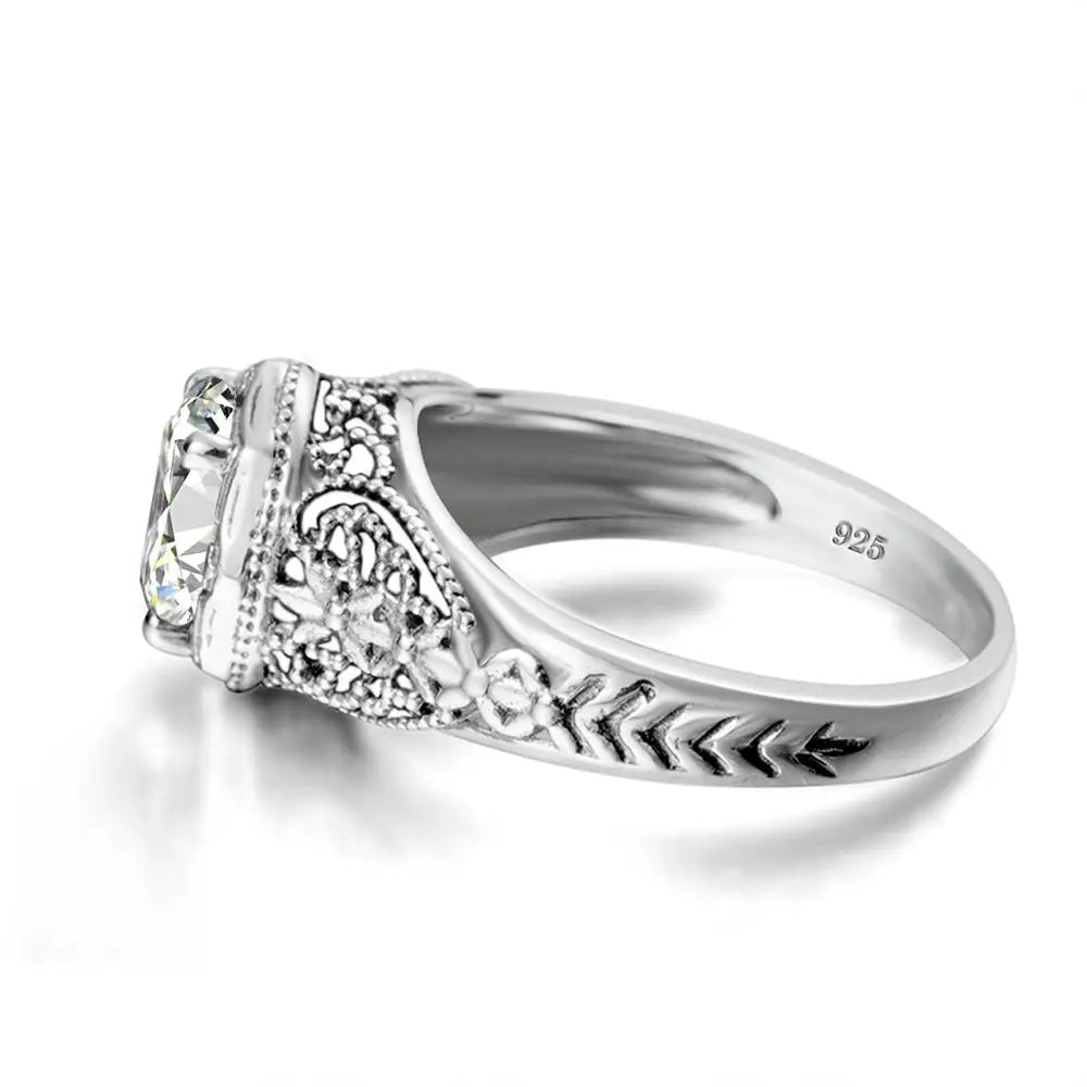 Damen-Ring aus 925er Sterling Silber mit Zirkonstein, Verlobungsring Schmuck für Alltag