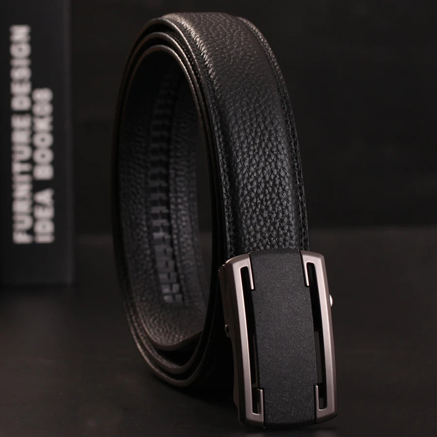 Herren Echtleder-Gürtel Business Casual 3,5 cm Automatik-Schnalle Rindsleder Hochwertig