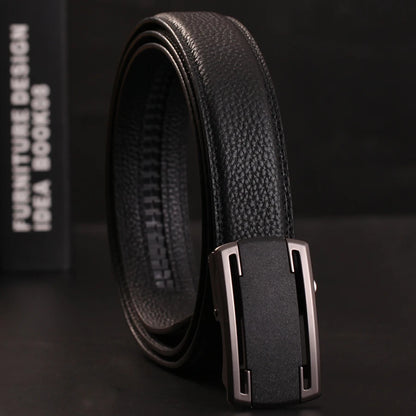 Herren Echtleder-Gürtel Business Casual 3,5 cm Automatik-Schnalle Rindsleder Hochwertig