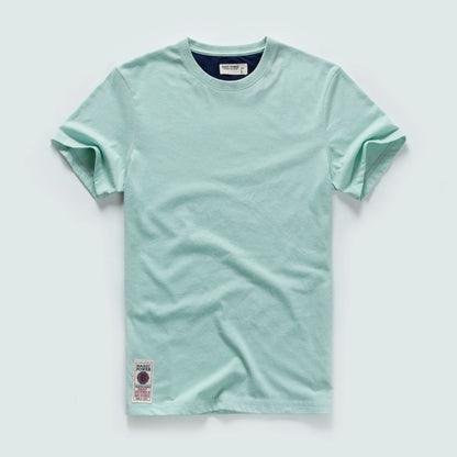 Männer T-Shirt aus Baumwolle im einfarbigen Design mit klassischem O-Ansatz