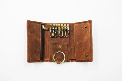 Unisex-Schlüsselmappe Multifunktionaler Organizer aus echtem Rindsleder Kompakt und Praktisch