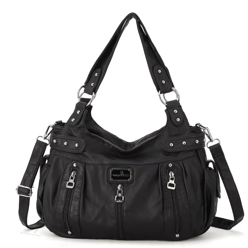 Damen-Schultertasche aus PU-Material Mit Großem Fassungsvermögen und Reißverschluss für Alltag und Freizeit