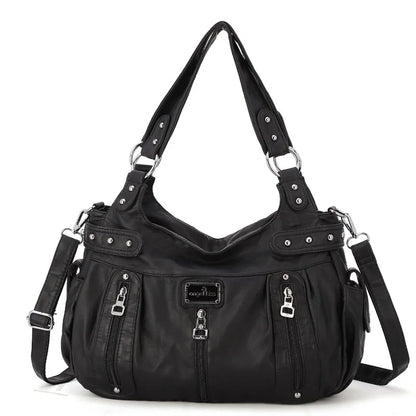 Damen-Schultertasche aus PU-Material Mit Großem Fassungsvermögen und Reißverschluss für Alltag und Freizeit