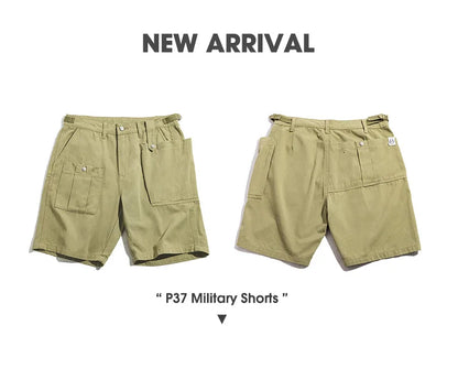 Herren Cargo Shorts im Militär-Stil mit verstellbarer Taille und Taschen