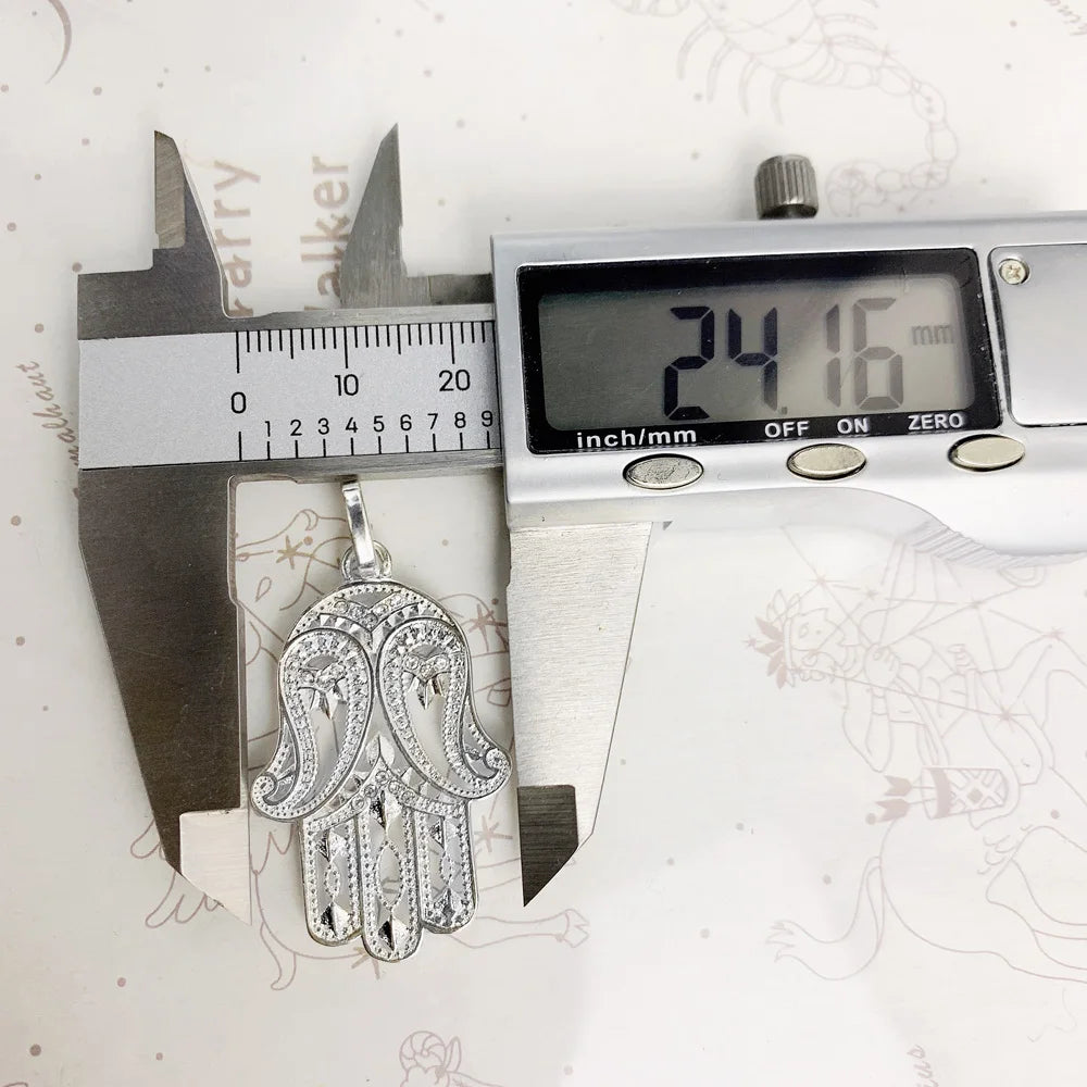 Damen-Charm-Anhänger Hand der Fatima Schutz V aus Sterlingsilber