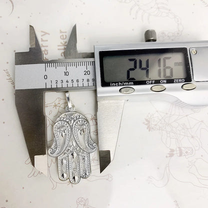 Damen-Charm-Anhänger Hand der Fatima Schutz V aus Sterlingsilber