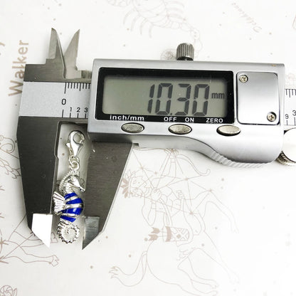Damen-Charm-Anhänger Seepferdchen Emaille tropisch DIY aus Sterlingsilber