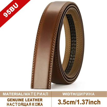 Herren Leder-Gürtelband ohne Schnalle Rindsleder Schwarz Braun 3,5 cm