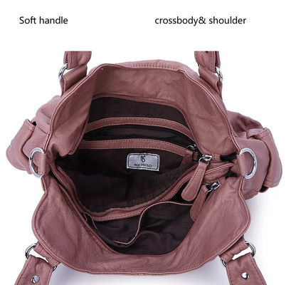 Damen-Schultertasche Aus PU-Leder Mit Reißverschluss Und Innenfächern Großes Stauraumvolumen