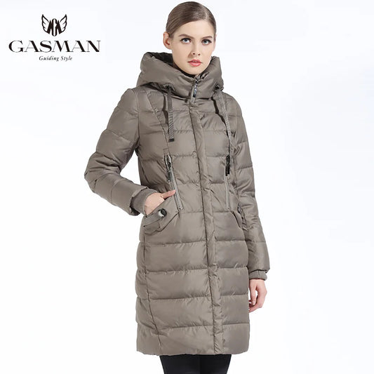 Lange Damen-Daunenjacke mit Kapuze – warme Winterparka für modische Frauen