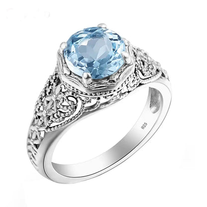 Damen-Ring aus Silber 925 mit Aquamarin Edelstein für Festliche Anlässe und Hochzeit