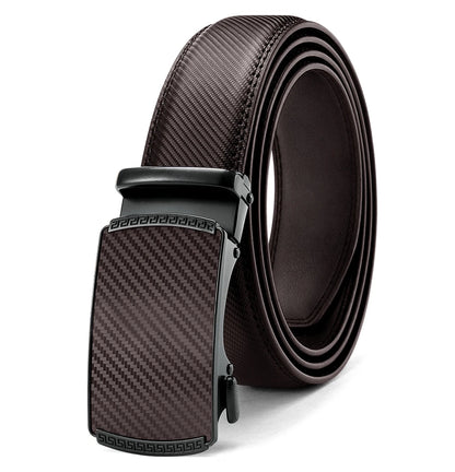 Herren Echtleder-Gürtel Luxus 3,5 cm Automatik-Schnalle Rindsleder Verstellbar
