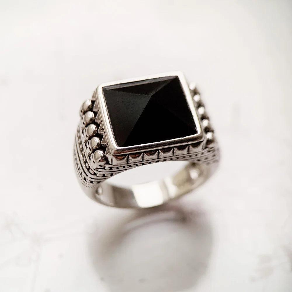 Damen-Ring Cocktail Ethno-Schädel schwarz aus Sterlingsilber