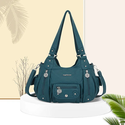 Damen-Schultertasche aus PU-Leder mit Reißverschluss und Mehrfachfächern Kompakter Alltagsbegleiter