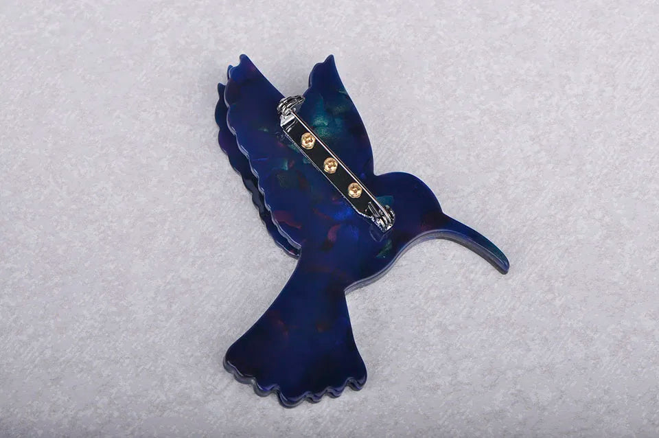 Brosche Schwalbe Acryl Blau Vogel Naturtextur Kreativ Damen