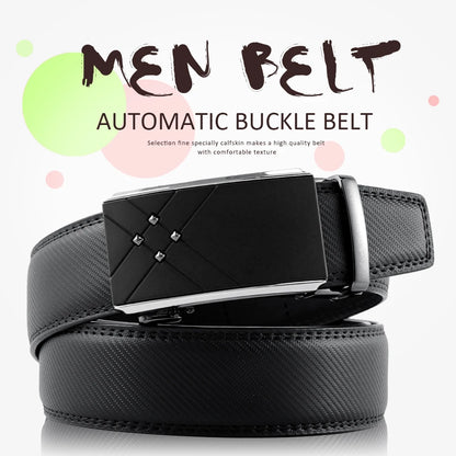 Herren Echtleder-Gürtel Luxus 3,5 cm Automatik-Schnalle Rindsleder Verstellbar