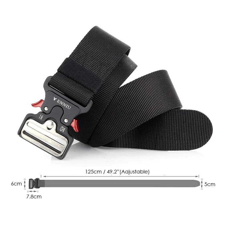 Herren-Taktischer Gürtel aus Nylon mit Schnellverschluss und robuster Metall-Schnalle 5 cm Breite