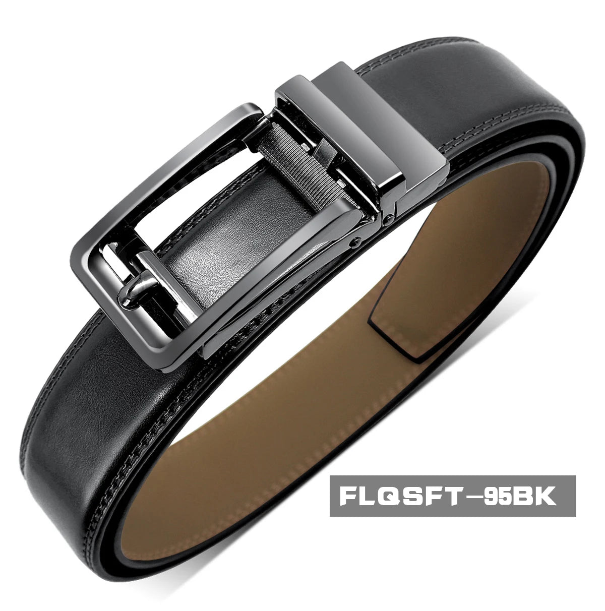Herren Echtleder-Gürtel 3,5 cm Automatik-Schnalle Rindsleder Business Casual