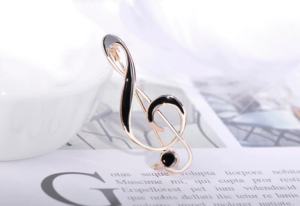 Brosche Musiknote Emaille Gold Symbol Kleidung Schal Abzeichen Damen