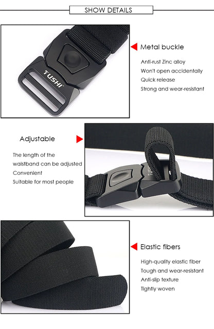 Herren-Elastischer Gürtel mit Matte Metallschnalle und Schnellverschluss für Outdoor Einsatz