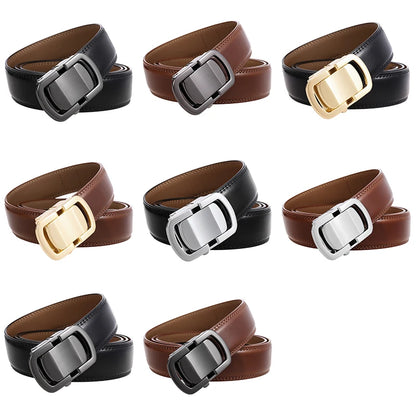 Herren-Gürtel aus Leder, 3,5 cm Breite, Natur-Rindsleder, Automatik-Schnalle, geeignet für formelle Anlässe