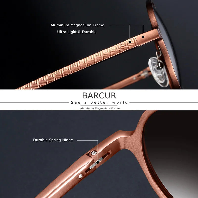 Sonnenbrille rund Al-Mg Vintage Steampunk polarisiert Marken-Design