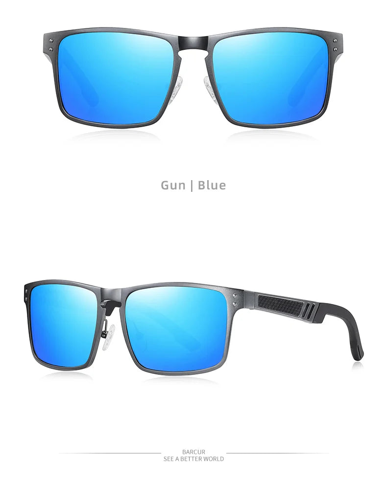Sonnenbrille Al-Mg quadratisch polarisiert Spiegel Sport Herren Damen
